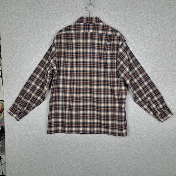 Pendelton Men's L 100% Pure Virgin Wool Board Shirt Made In USA Loop Collar - Picture 3 of 7